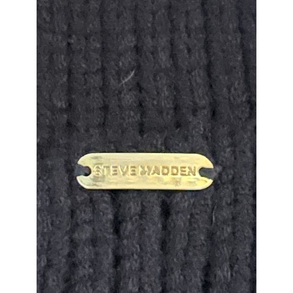 Steve Madden black knit beanie hat ski snow winter - Picture 2 of 5